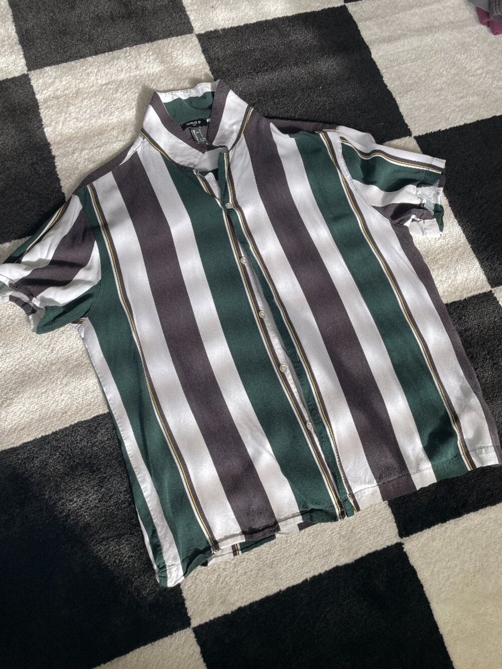 Forever 21 Striped Short-Sleeve, Button-Up/ S: Large